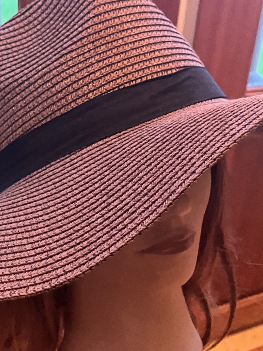 8 OTHER REASONS Wide Brim Brown Straw Hat Women's M
